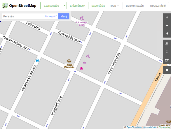 A megrajzolt boltok megjelenítése az openstreetmap térképen