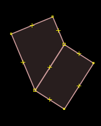 Az átfedő téglalapok átfedő részének törlése után egymáshoz illeszkedő két négyszög