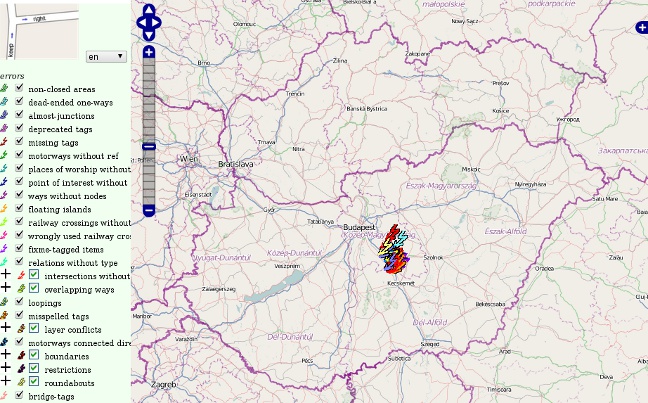 Magyarország térékpe sok villám alakú hibajellel Cegéld környékén